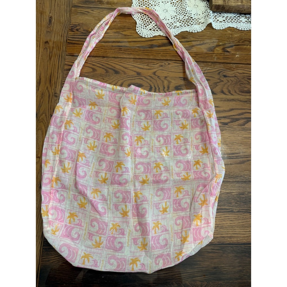 Free People Crossbody Tote Bag Womens OS Pink Tropical Sheer Reusable Hobo